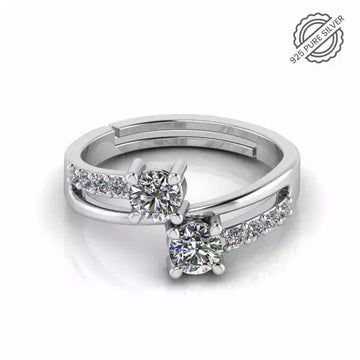 925 Sterling Silver Cubic Zircon Freesize Ring