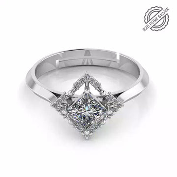 Pure 925 Silver Princess Cluster Ring for Ladies