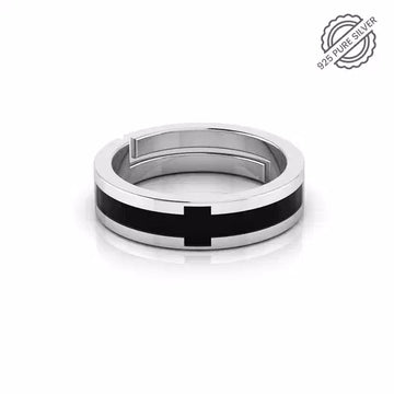 925 Pure Silver Black Cross Fidget Rings For Men