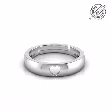 925 Pure Silver Crystal heart Free Size Ring for Women