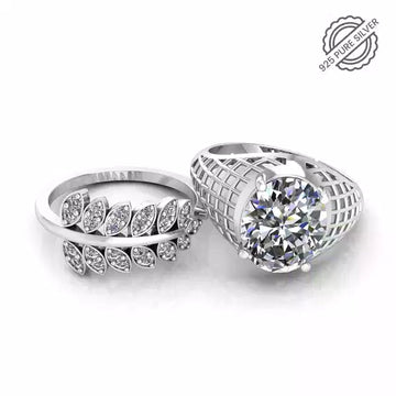 Pure 925 Silver Glamira Jonasia Leaf Shape Special Couple's Ring
