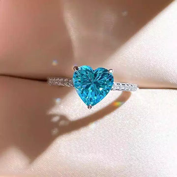 Hallmark Silver Premium Aqua Blue Heart Ring