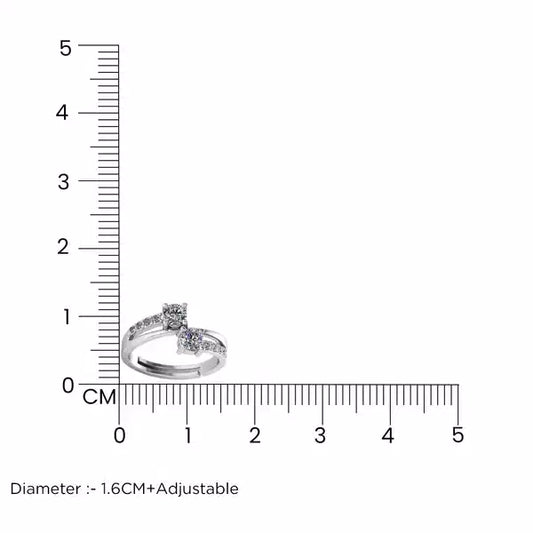925 Sterling Silver Cubic Zircon Freesize Ring