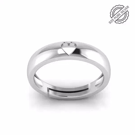 925 Pure Silver Crystal heart Free Size Ring for Women