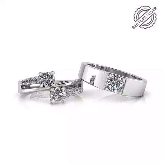 925 Sterling Silver Cubic Zircon Couples Ring