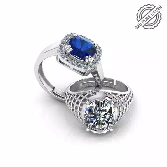 Pure 925 Silver Glamira Jonasia Blue Sapphire Special Couple's Ring