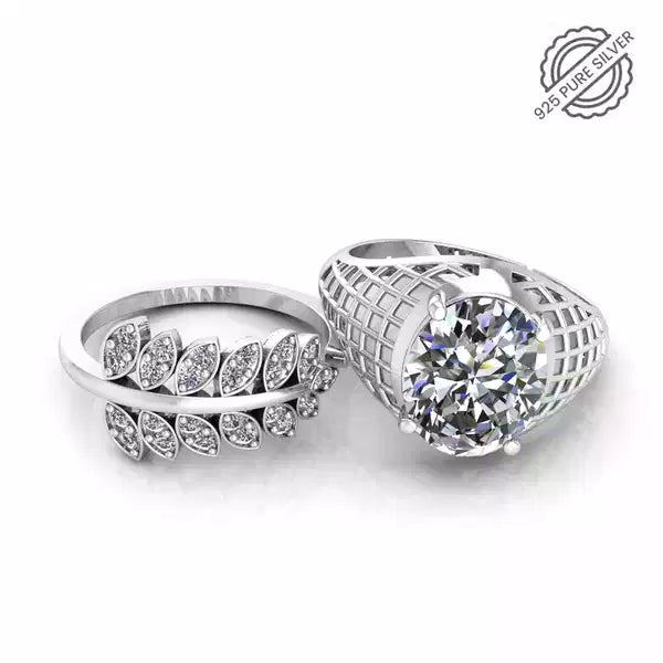 Pure 925 Silver Glamira Jonasia Leaf Shape Special Couple's Ring
