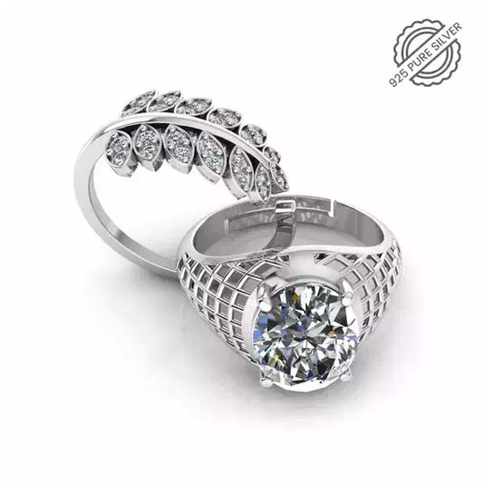 Pure 925 Silver Glamira Jonasia Leaf Shape Special Couple's Ring